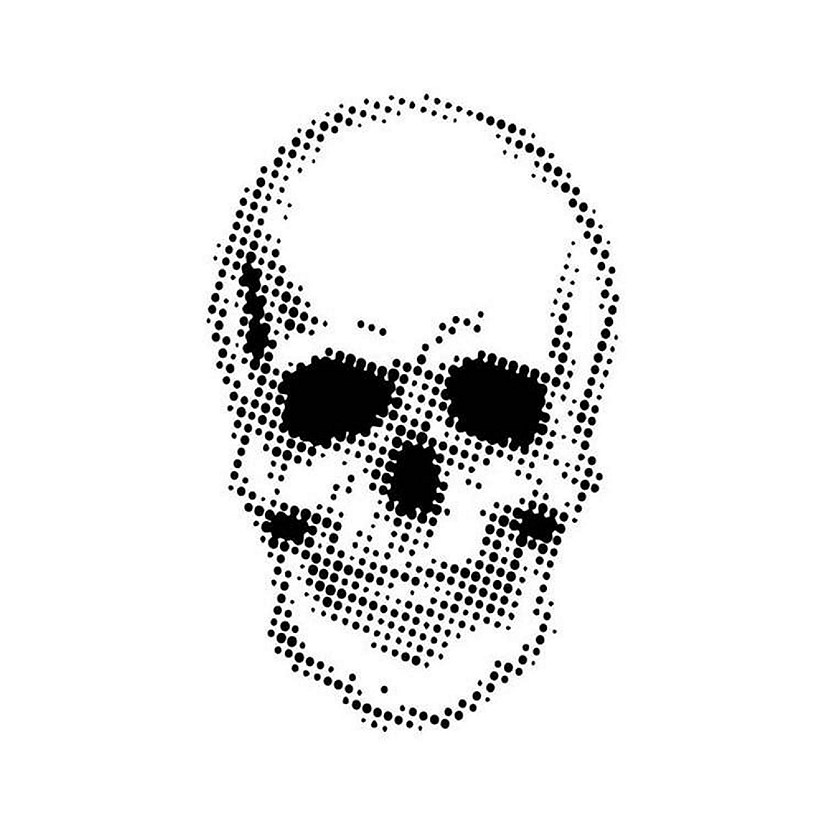 Creative Expressions 7 x 7 Stencil by Andy Skinner Half Tone Skull Image