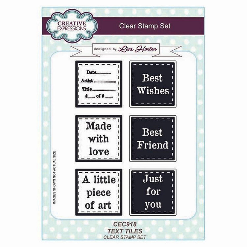 Creative Expressions A5 Artist Trading Clear Stamp Set Text Tiles Image