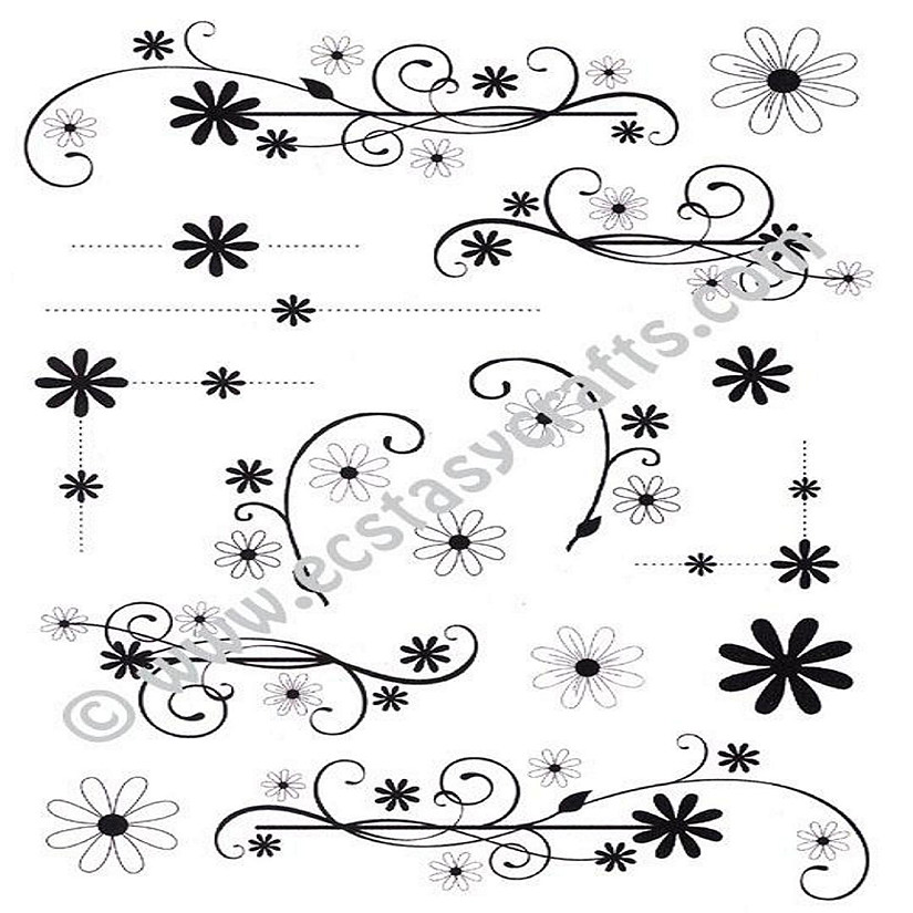 Creative Expressions Dainty Daisies Flourishes  Corners A5 Clear Image