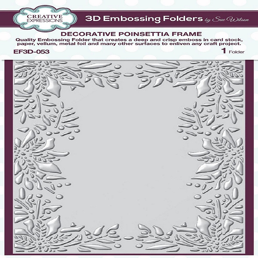 Creative Expressions Decorative Poinsettia Frame  5 34 in x 7 12 in 3D Embossing Folder Image