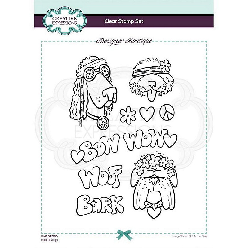 Creative Expressions Designer Boutique Collection Hippie Dogs A5 Clear Stamp Image