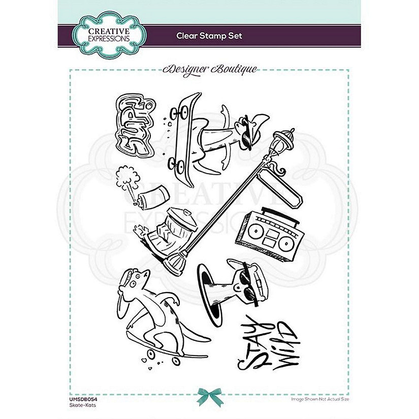 Creative Expressions Designer Boutique Collection SkateKats A5 Clear Stamp Image