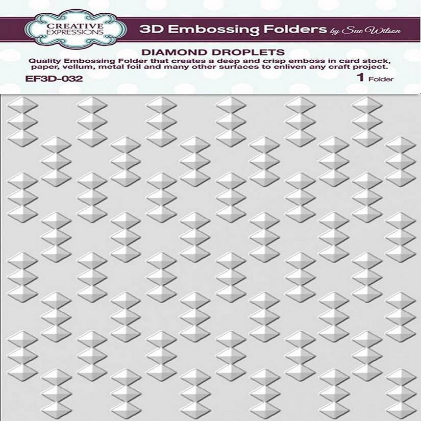 Creative Expressions Diamond Droplets 5 34 x 7 12 3D Embossing Folder Image