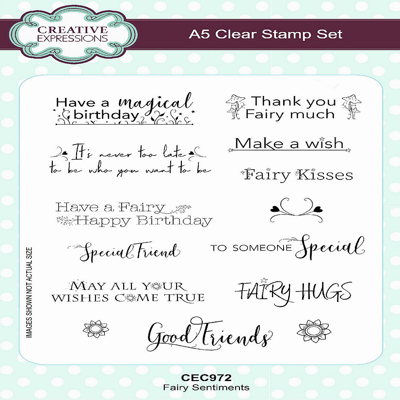 Creative Expressions Fairy Sentiments A5 Clear Stamp Set Image