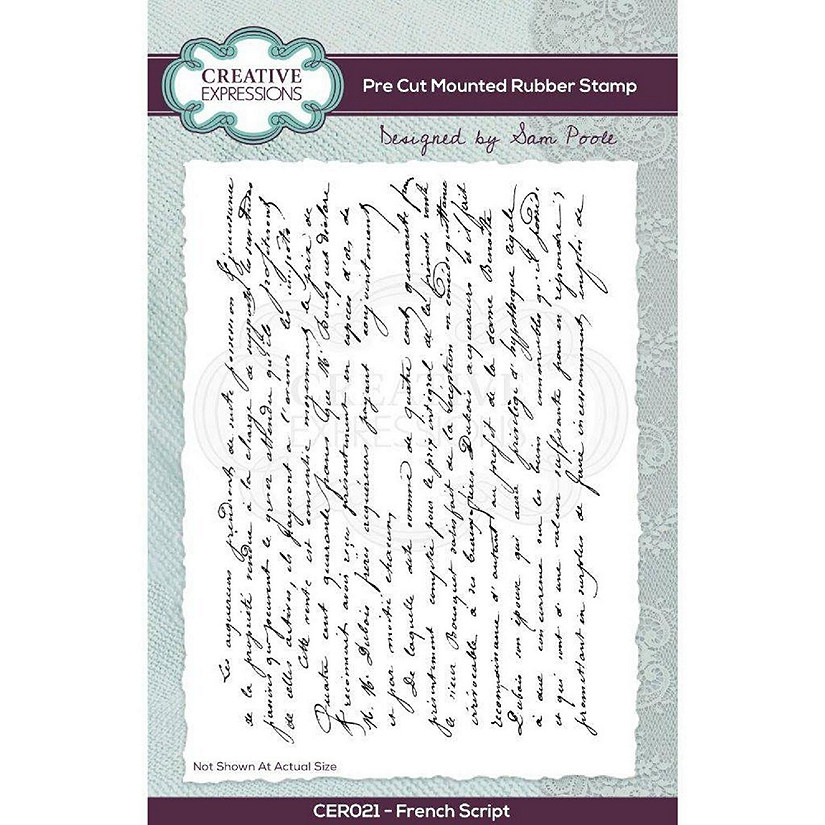 Creative Expressions Sam Poole French Script A6 Pre Cut Rubber Stamp