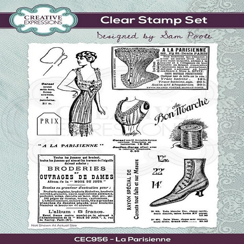 Creative Expressions Sam Poole La Parisienne A5 Clear Stamp Set 