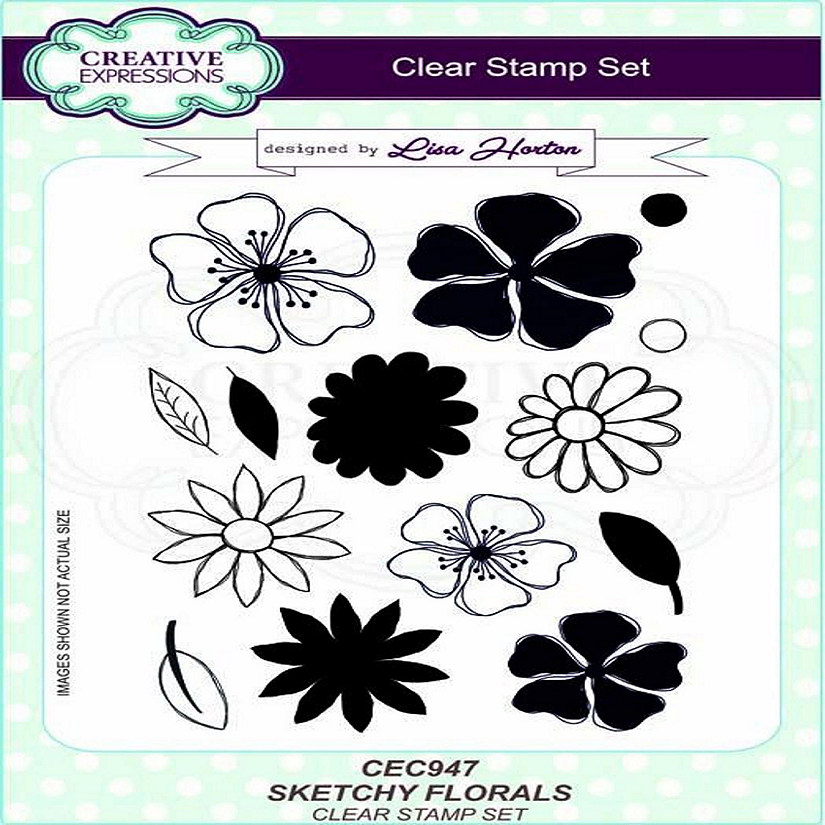 Creative Expressions Sketchy Florals A5 Clear Stamp Set Image