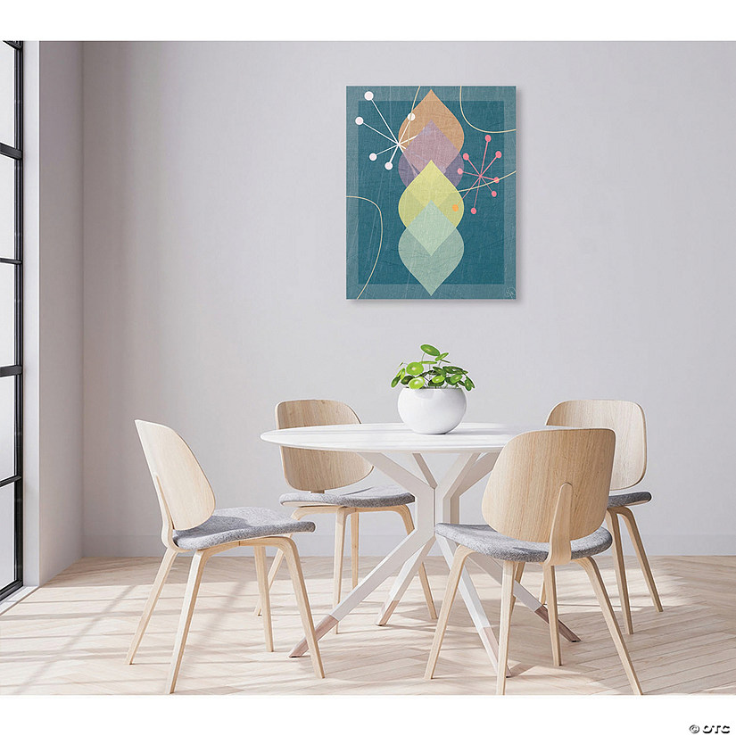 Creative Gallery "Linear Leaves on Teal" Metal Wall Art Print