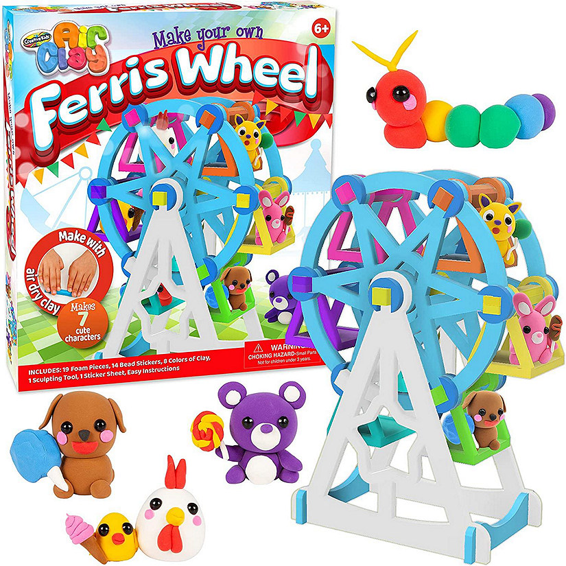 Creative Kids Air Dry Clay Ferris Wheel Kit - Easy Modeling 7+ Clay Characters- Includes 8 Clay Colors, Art Supplies and Sculpting Tool- Arts & Crafts