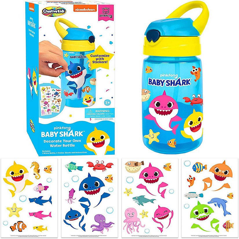 Creative Kids Baby Shark Decorate Your Own Water Bottle BPA Free Age 3+ Image