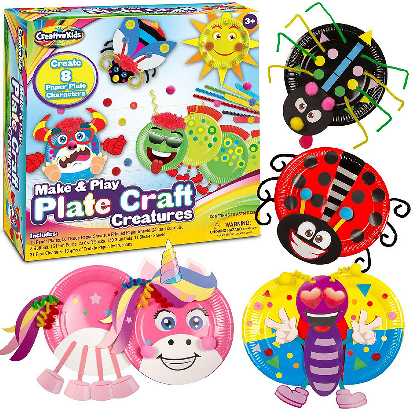 Creative Kids Make & Play Plate Craft Kit - Make 8 Paper Plate Characters Image