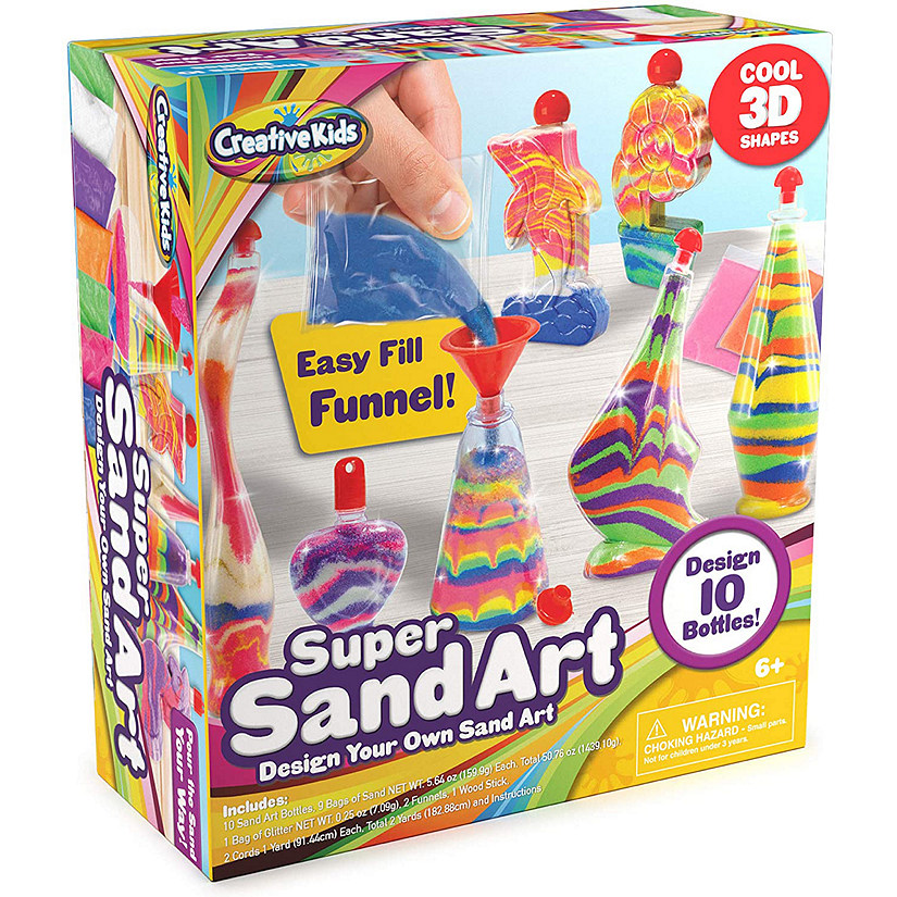 Creative Kids Sand Art Activity Kit for Kids - 10 Sand Art Bottles and 10 Colored Cool Sand Bags Age 6+ Image