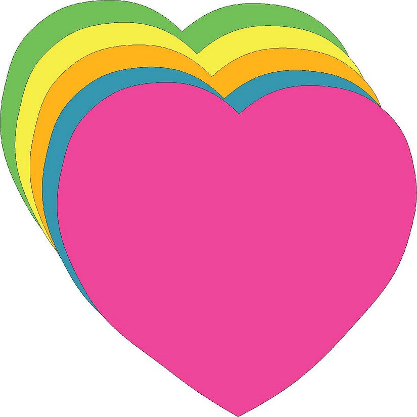 Heart Bright Neon Assorted Color Large Cut-Outs- 5.5 x 5.5