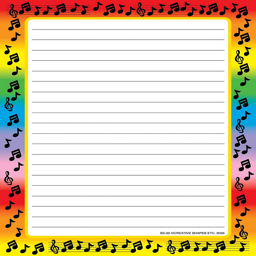 Creative Shapes Etc. - Large Notepad - Music Border / Lined Image