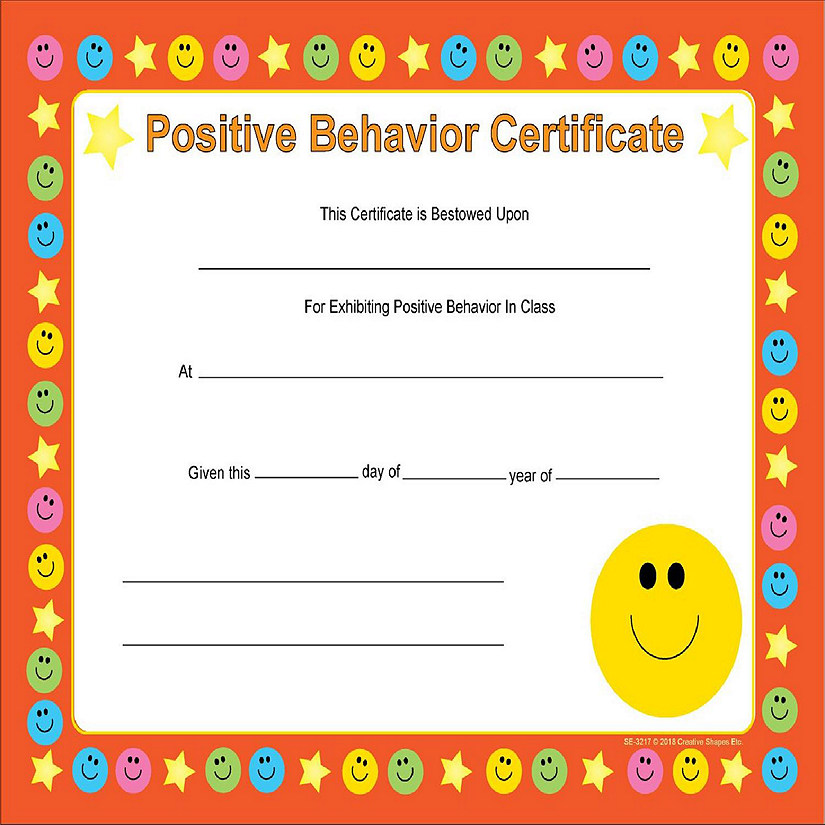 Creative Shapes Etc. - Recognition Certificate - Positive Behavior Image