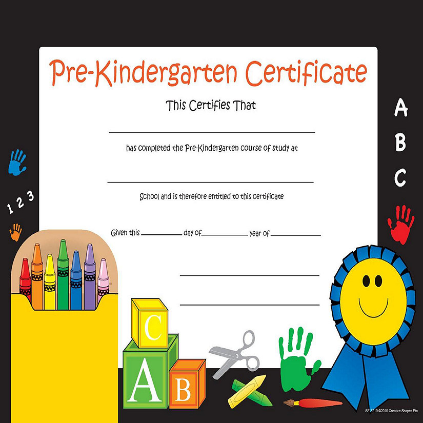 Creative Shapes Etc. - Recognition Certificate - Pre-k Certificate Image