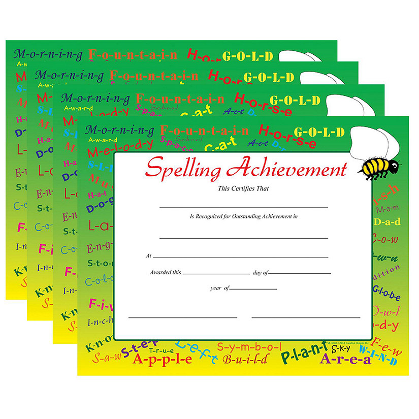 Creative Shapes Etc. - Recognition Certificate - Spelling Achievement Image