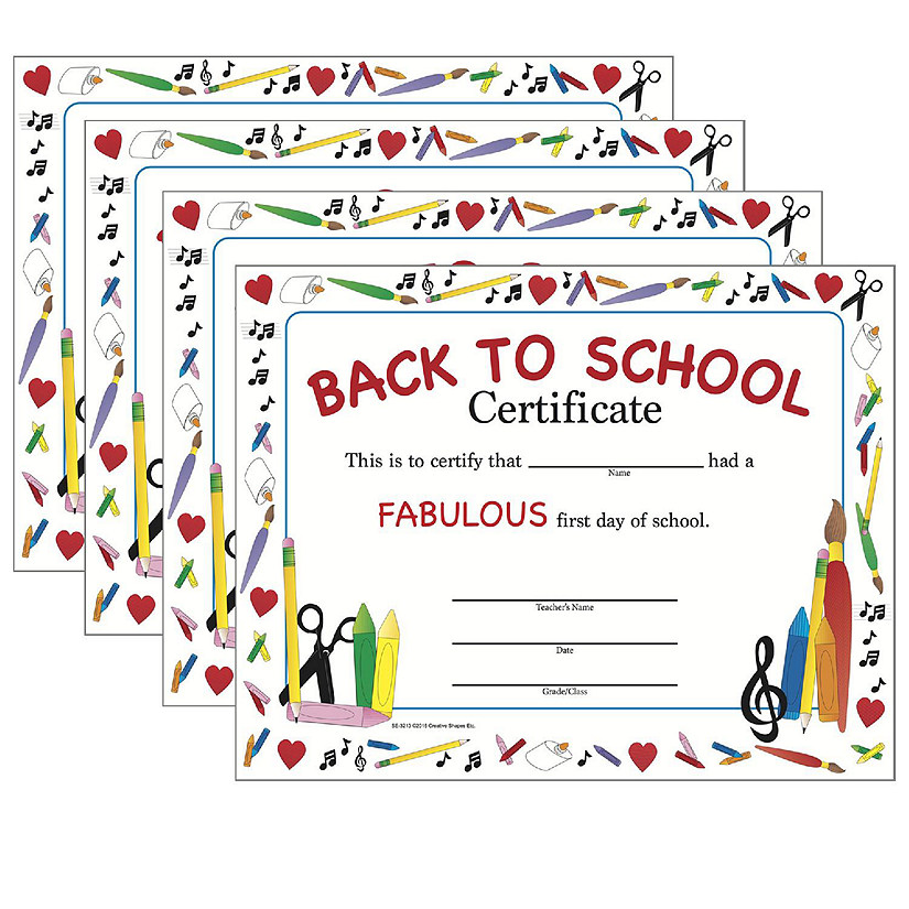 Creative Shapes Etc. - Recognition Certificate - Welcome Back To School Image
