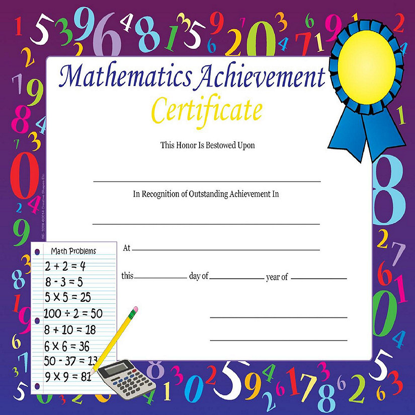Creative Shapes Etc. - Recognition Certificates - Mathematics Achievement Image
