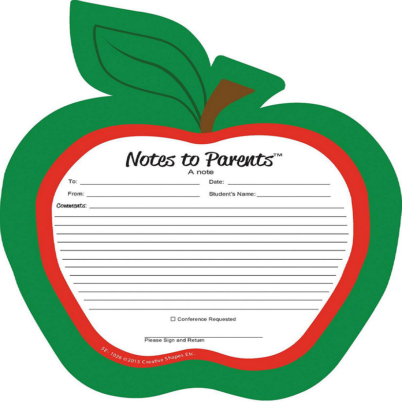 Creative Shapes Etc. - Red Apple Blank Pad - Notes To Parents Image