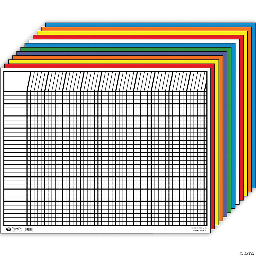 Creative Shapes Etc. Horizontal Incentive Chart, 22" x 28", Assorted Colors, Pack of 12 Image