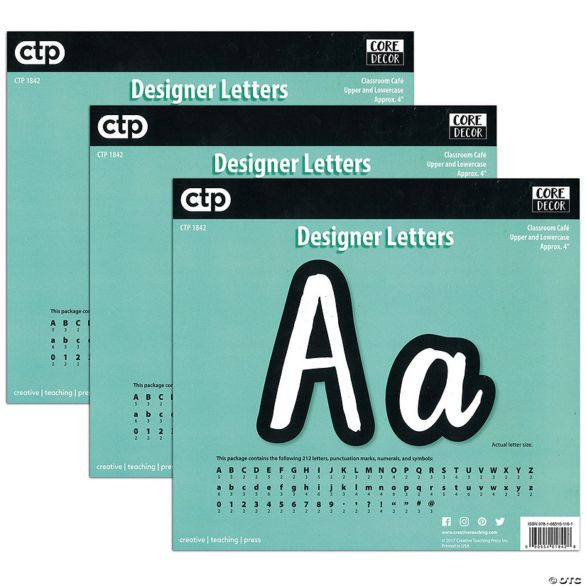 Creative Teaching Press Bold & Bright Classroom Caf&#233; 4" Designer Letters, 212 Per Pack, 3 Packs Image