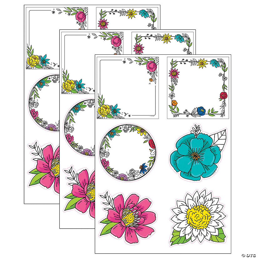 Creative Teaching Press Bright Blooms Doodly Blooms 6" Designer Cut-Outs, 36 Per Pack, 3 Packs Image