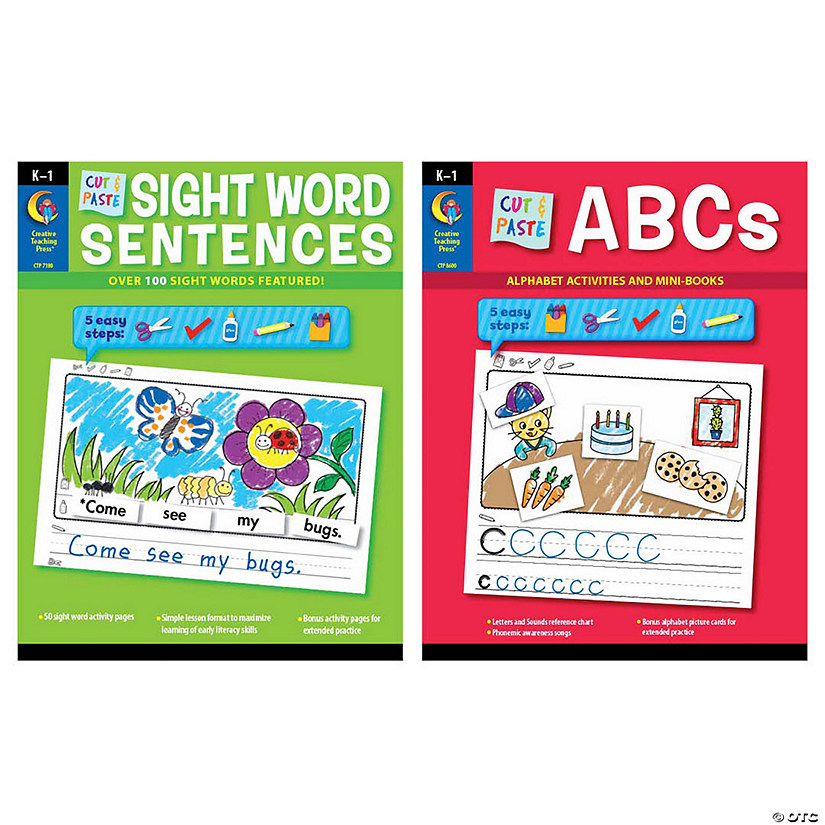 Creative Teaching Press Cut &amp; Paste Letters &amp; Sight Word Sentences, 2-Book Set Image