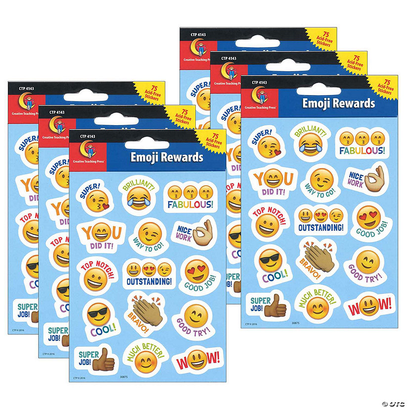 Creative Teaching Press Emoji Fun Reward Stickers, 75 Per Pack, 6 Packs Image