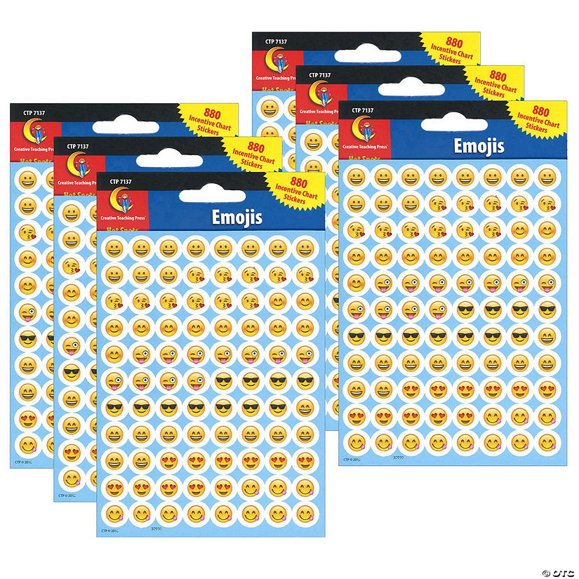 Creative Teaching Press Emojis Hot Spot Stickers, 0.5", 880 Per Pack, 6 Packs Image