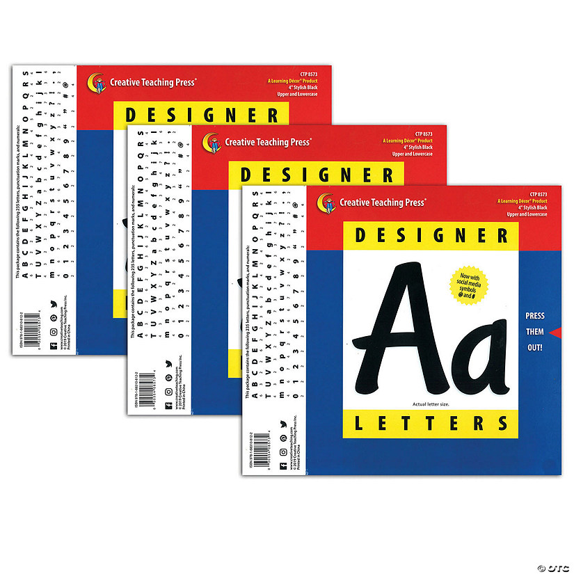Creative Teaching Press Stylish Black 4" Designer Letters, 235 Per Pack, 3 Packs Image
