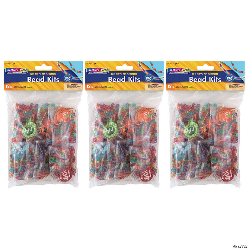 Creativity Street&#174; 100 Days of School Bead Necklace Kit, 12 Kits Per Pack, 3 Packs Image