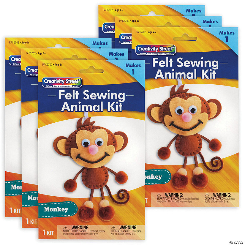 Creativity Street Felt Sewing Animal Kit, Monkey, 6.5" x 10.5" x 1", 6