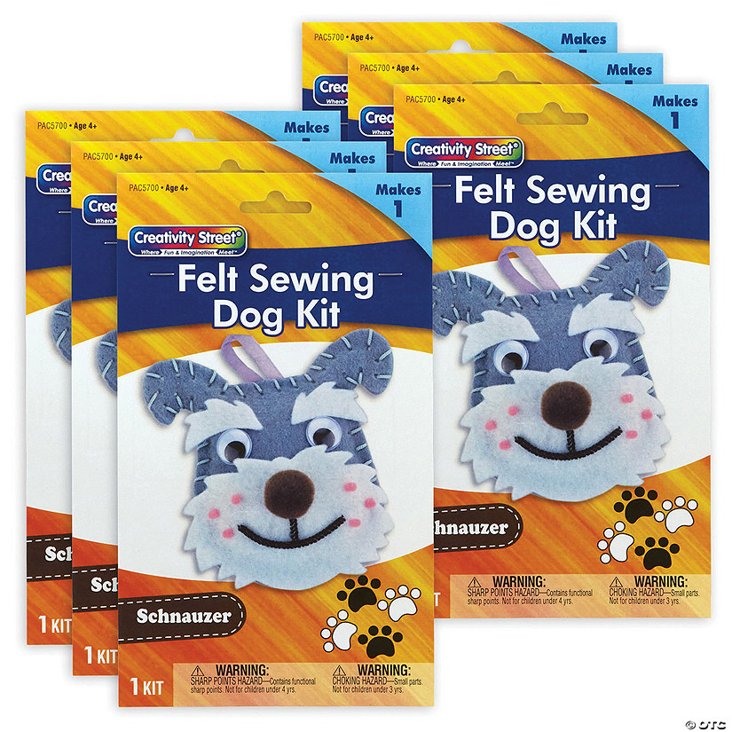 Creativity Street Felt Sewing Dog Kit, Schnauzer, 4.25" x 6.5" x 1", 6 Kits Image