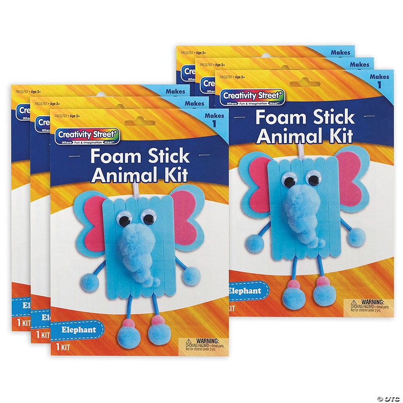 Creativity Street Foam Stick Animal Kit, Elephant, 7.75" x 11" x 1.25", 6 Kits Image