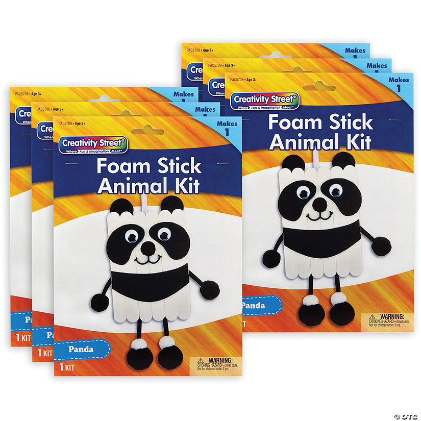 Creativity Street Foam Stick Animal Kit, Panda, 7" x 11.25" x 1", 6 Kits Image