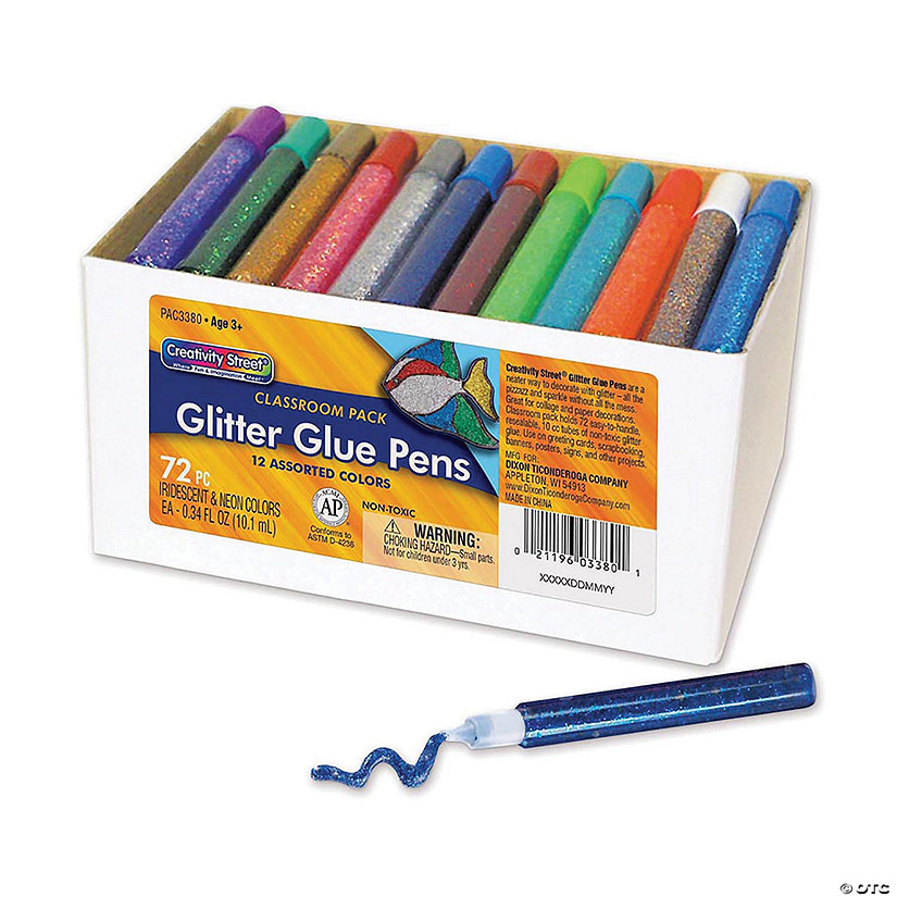Creativity Street Glitter Glue Pens, Classroom Pack, Assorted Iridescent & Neon Colors, 0.34 fl. oz., 72 Pens Image