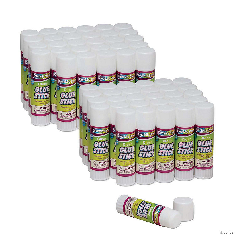 Creativity Street Glue Sticks, Clear, 0.70 oz., 30 Per Pack, 2 Packs