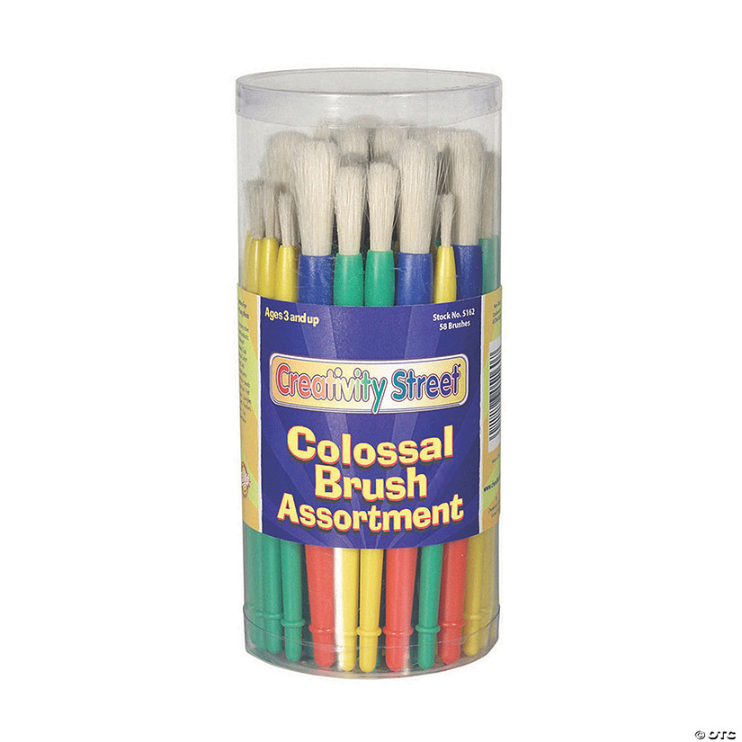 Creativity Street&#174; Plastic Handle Brush Classroom Packs, Preschool Brush Assortment, 7" Long, 58 Brushes Image