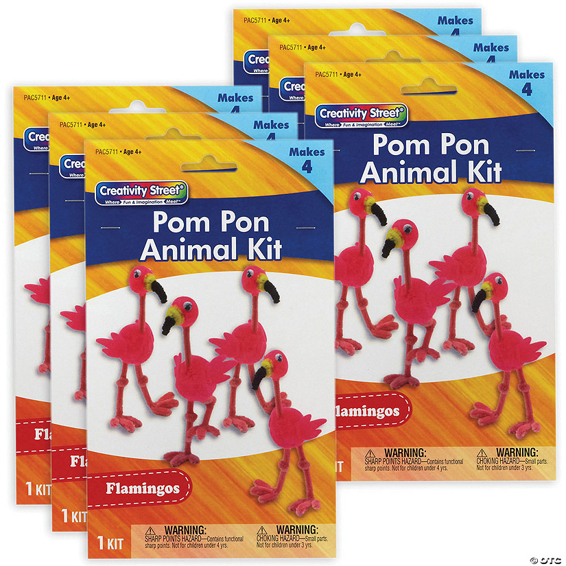 Creativity Street Pom Pon Animal Kit, Flamingos, 2" x 2.75" x 5.25", 4 Flamingos Per Kit, 6 Kits Image