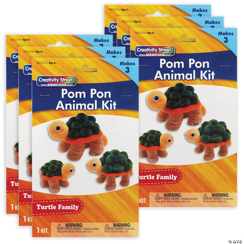 Creativity Street Pom Pon Animal Kit, Turtle Family, Assorted Sizes, 3