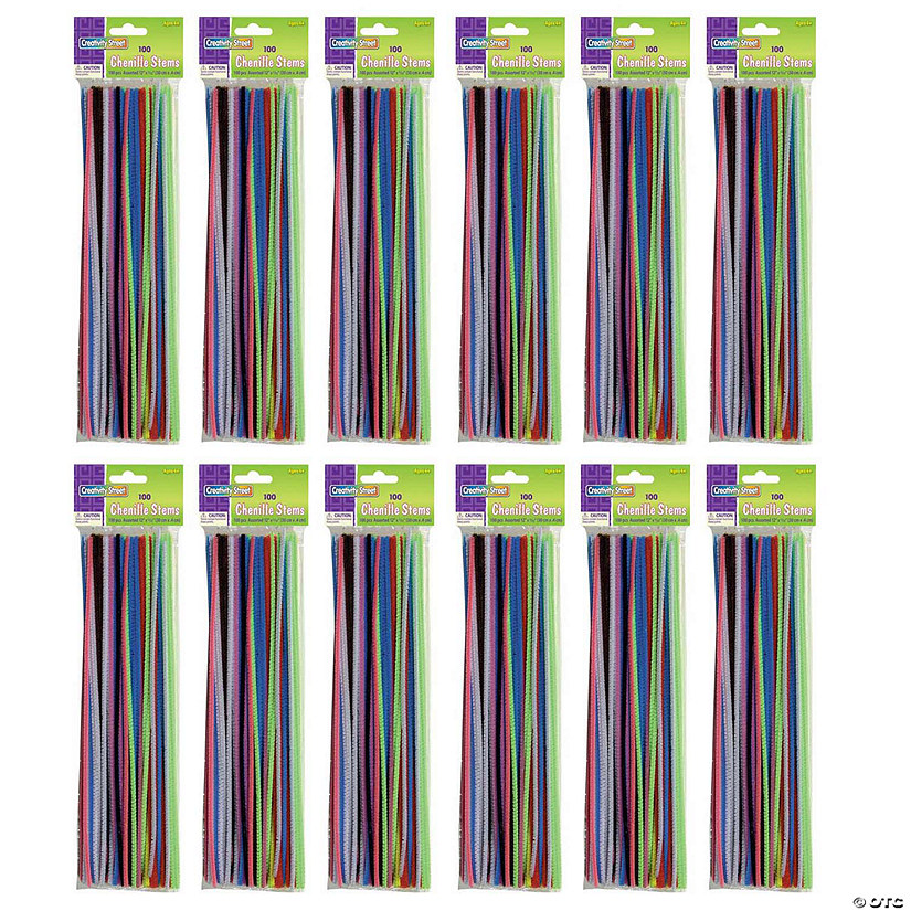 Creativity Street Regular Stems, Assorted Colors, 12" x 4 mm, 100 Pieces Per Pack, 12 Packs Image