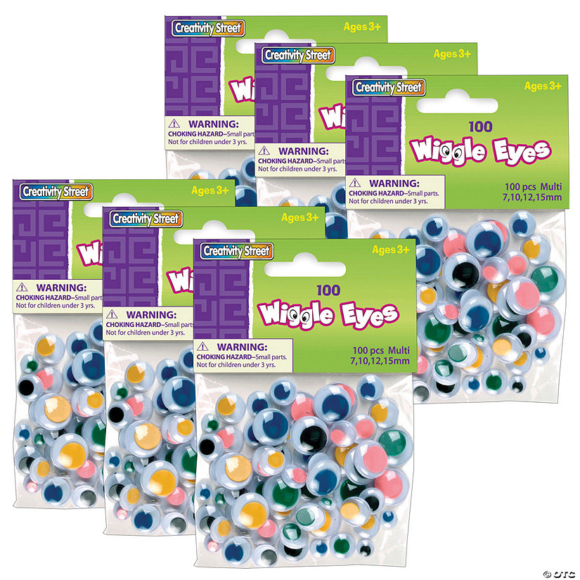 Creativity Street Wiggle Eyes, Multi-Color, Assorted Sizes, 100 Per Pack, 6 Packs Image