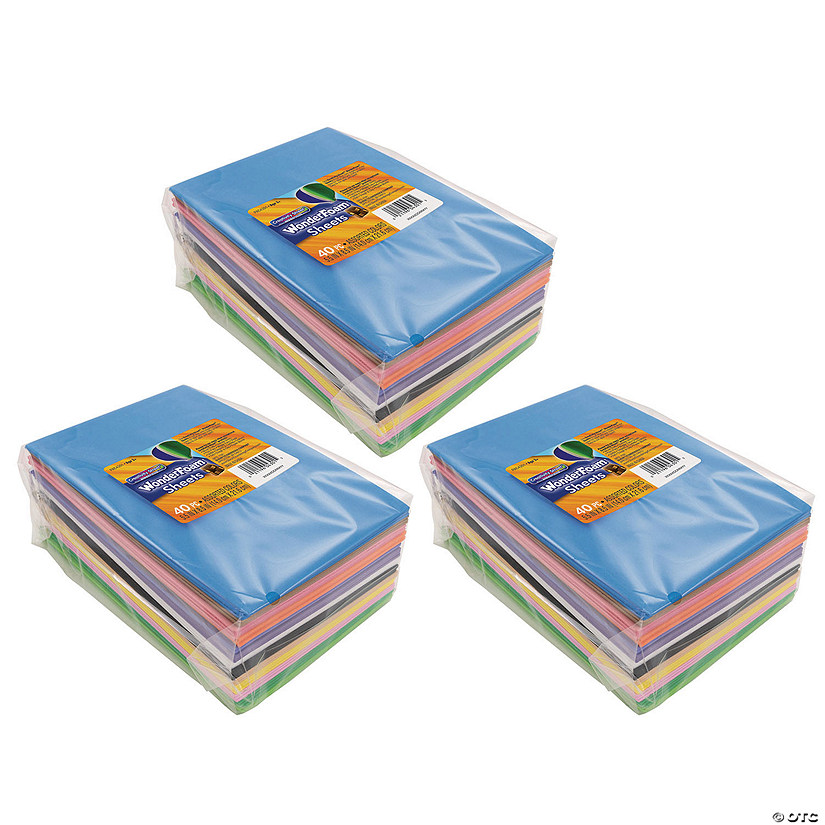 Creativity Street WonderFoam Sheets, Assorted Colors, 5.5" x 8.5", 40 Sheets Per Pack, 3 Packs Image