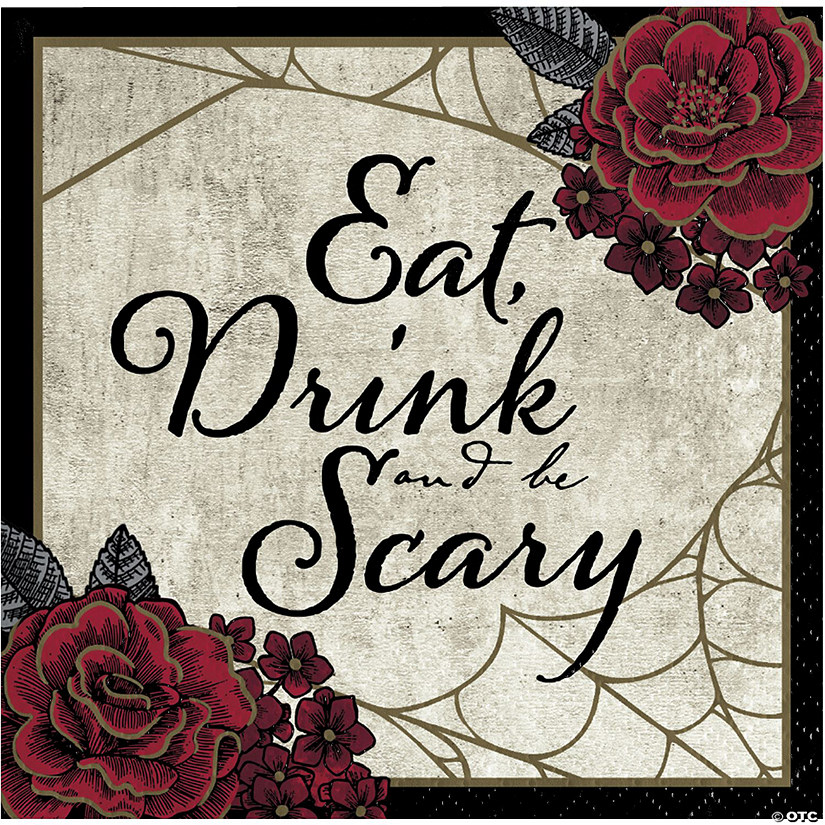 Creepy Eat Drink and Be Scary Halloween Beverage Napkin Image