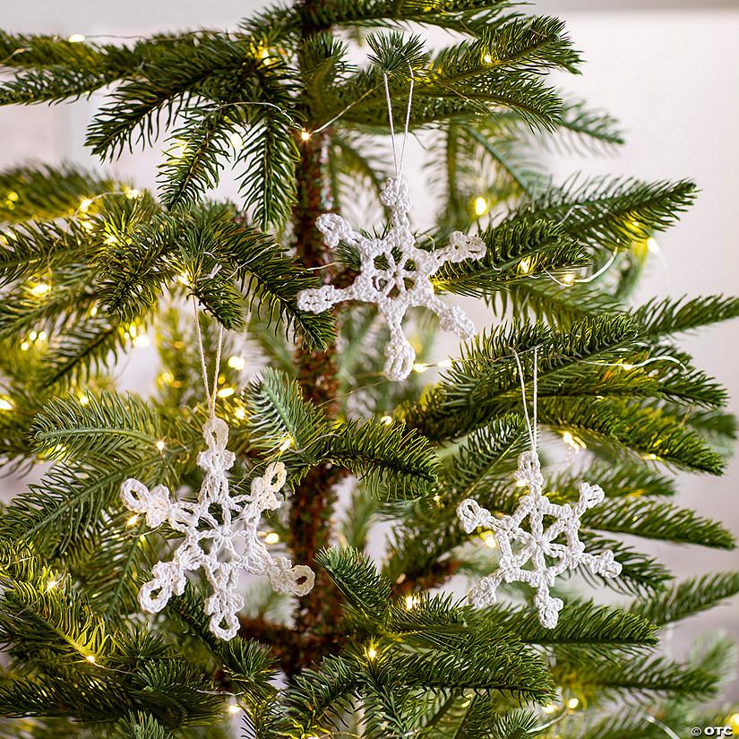 Crocheted Snowflake Cotton Christmas Ornaments - 12 Pc. Image