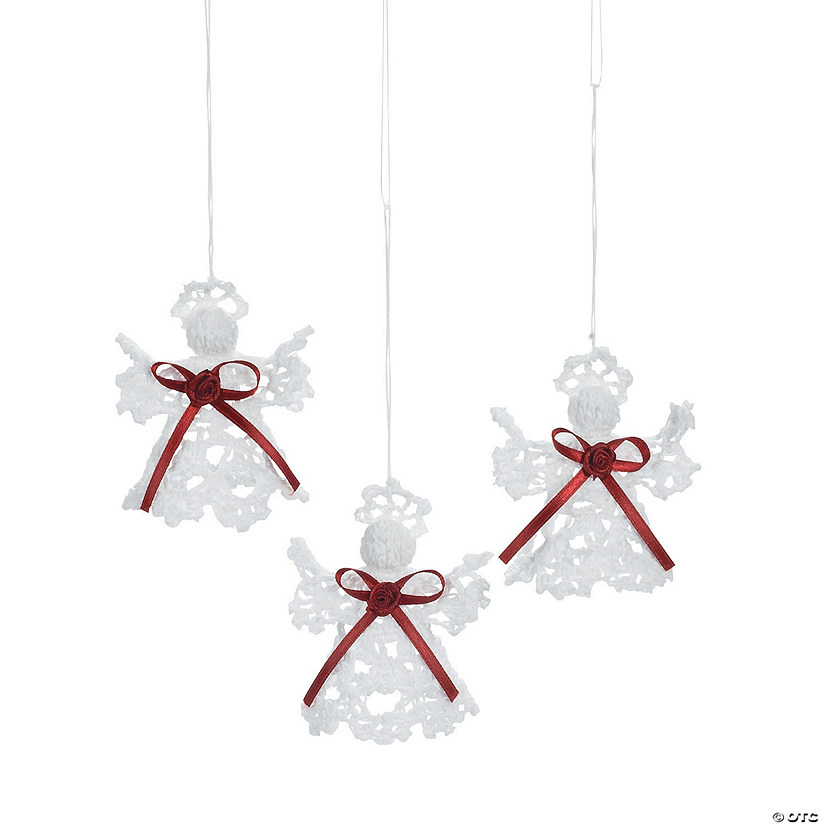 Crocheted Victorian Angel Christmas Ornaments - 12 Pc. Image