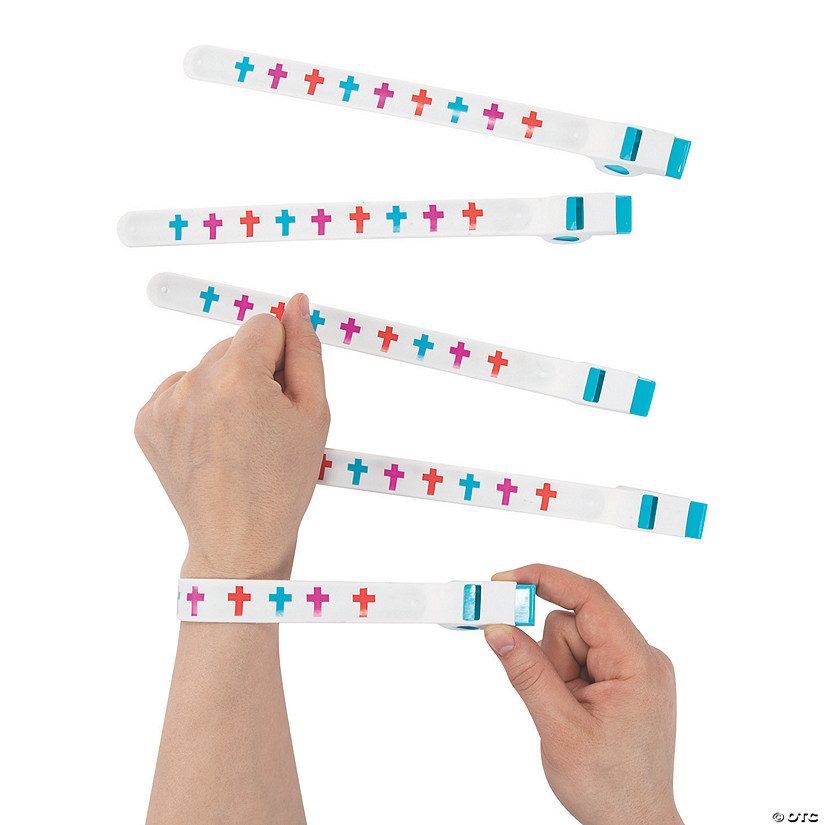 Cross Whistle Slap Bracelets - 12 Pc. Image