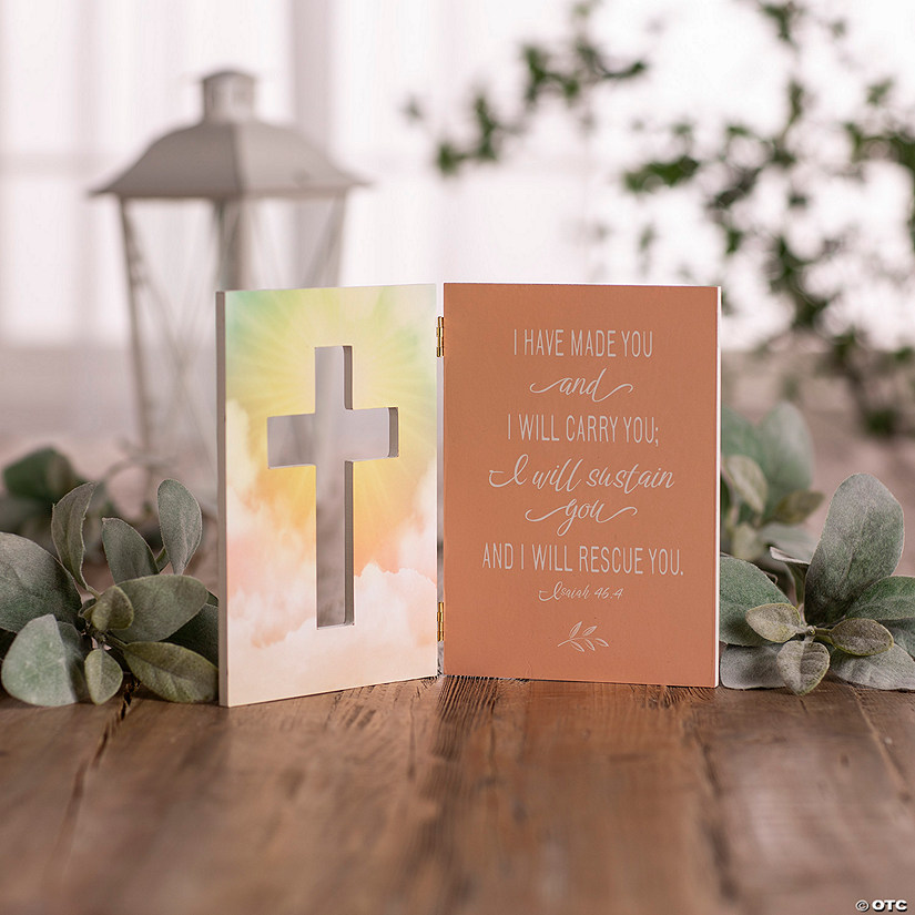 Cross with Bible Verse Folding Tabletop Decoration Image