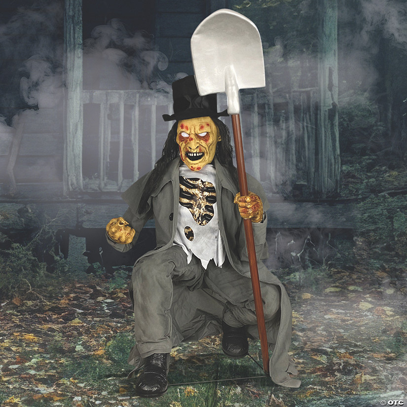 Crouching Grave Digger Halloween Decoration Image